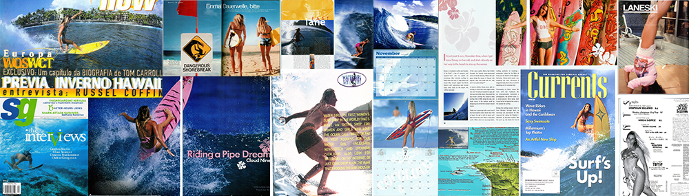 Action sports pioneer Lane LaneSki Davey in a collage of new and magazine features and covers